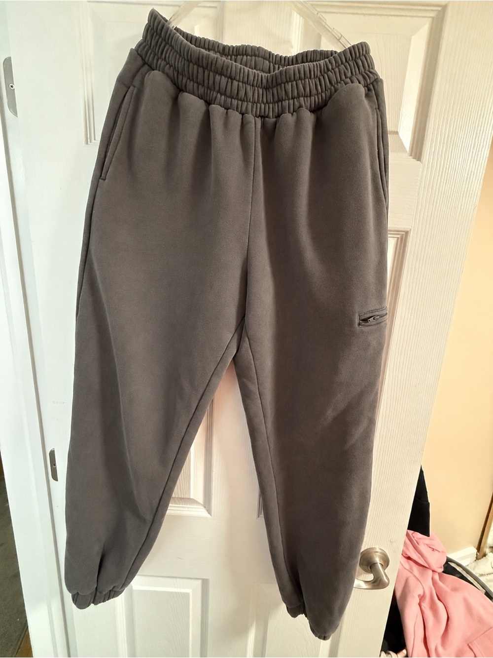 Comfrt Women's Gray Fleece Jogger Pants with Elastic Waist